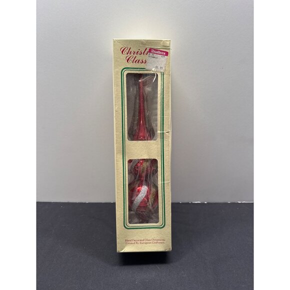 Hand Decorated FADED European Glass Christmas Tree Top Ornament Red & Gold Glitt - Picture 3 of 11